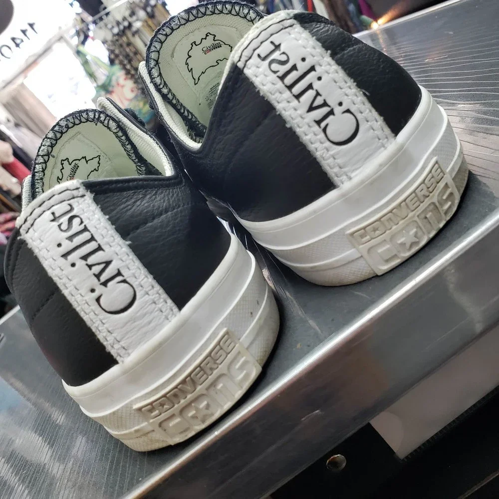 Converse Civilist Women's size 10 Men's Size 8 Black & White Leather Sneakers - Picture 4 of 10